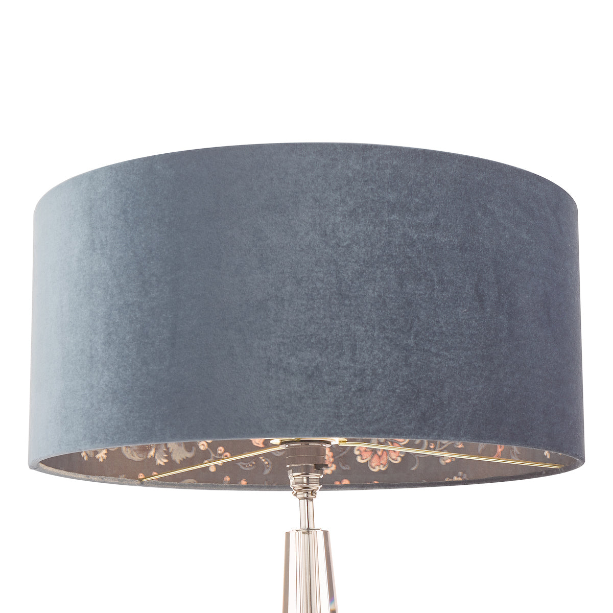 Laura Ashley Portia Drum Shade Blue Velvet 45cm/18 inch –  from Amos Lighting + Home