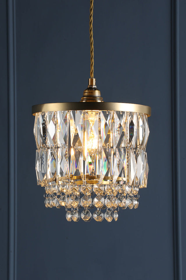 Laura Ashley Rhosill Easy Fit Shade Crystal and Antique Brass –  from Amos Lighting + Home