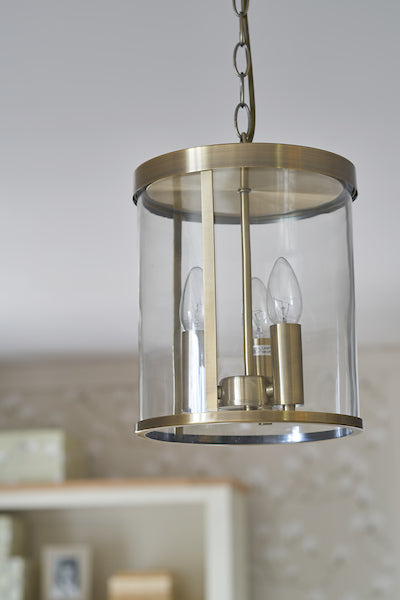 Laura Ashley Selbourne 3 Light Antique Brass Lantern Ceiling Light –  from Amos Lighting + Home