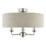 Laura Ashley Sorrento 3 Light Semi-Flush Satin Nickel and Natural With Shade –  from Amos Lighting + Home