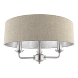 Laura Ashley Sorrento 3 Light Semi-Flush Satin Nickel and Natural With Shade –  from Amos Lighting + Home