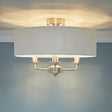 Laura Ashley Sorrento 3 Light Semi-Flush Satin Nickel and Natural With Shade –  from Amos Lighting + Home