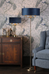 Laura Ashley Sorrento Table Lamp Antique Brass & Blue Velvet –  from Amos Lighting + Home