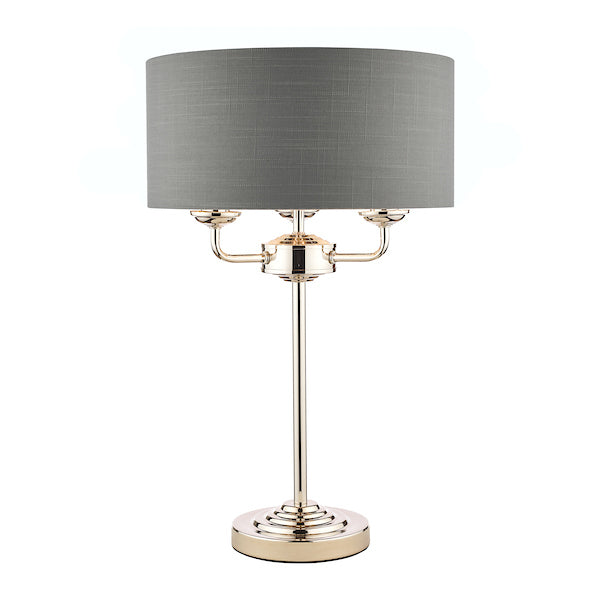 Laura Ashley Sorrento Table Lamp Polished Nickel with Charcoal Shade –  from Amos Lighting + Home