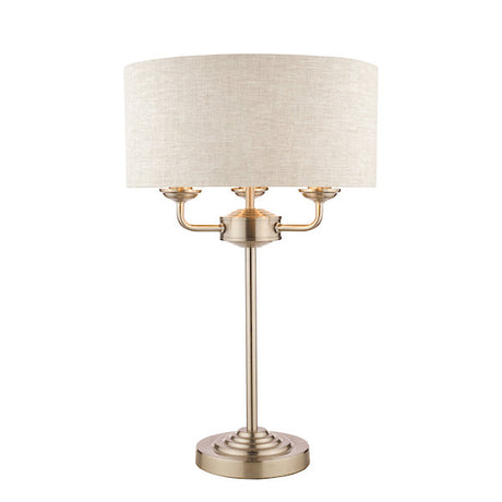 Laura Ashley Sorrento Table Lamp Satin Nickel with Natural Shade –  from Amos Lighting + Home