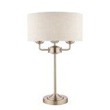 Laura Ashley Sorrento Table Lamp Satin Nickel with Natural Shade –  from Amos Lighting + Home