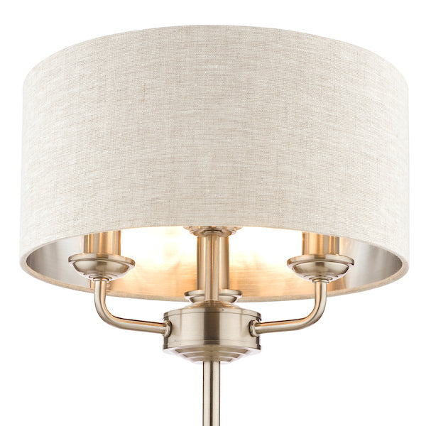 Laura Ashley Sorrento Table Lamp Satin Nickel with Natural Shade –  from Amos Lighting + Home