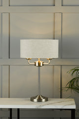 Laura Ashley Sorrento Table Lamp Satin Nickel with Natural Shade –  from Amos Lighting + Home