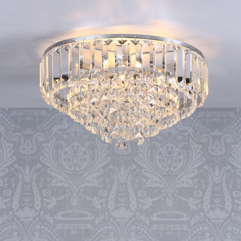 Laura Ashley Vienna 3 Light Flush Crystal and Polished Chrome –  from Amos Lighting + Home