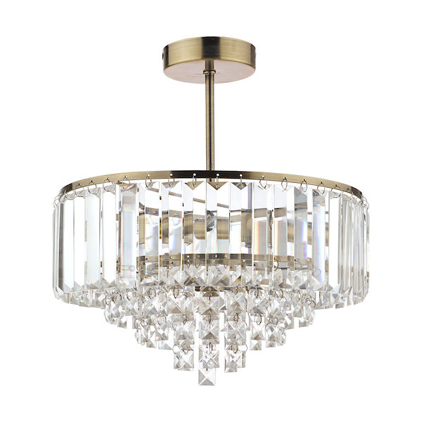 Laura Ashley Vienna 3 Light Semi Flush Crystal and Antique Brass –  from Amos Lighting + Home