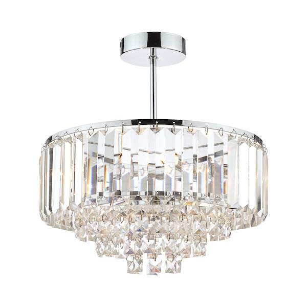 Laura Ashley Vienna 3 Light Semi Flush Crystal and Polished Chrome –  from Amos Lighting + Home