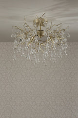 Laura Ashley Willow 3 Light Semi Flush Satin Champagne with Crystal Raindrops –  from Amos Lighting + Home