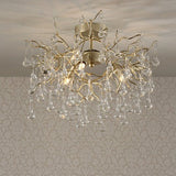 Laura Ashley Willow 3 Light Semi Flush Satin Champagne with Crystal Raindrops –  from Amos Lighting + Home