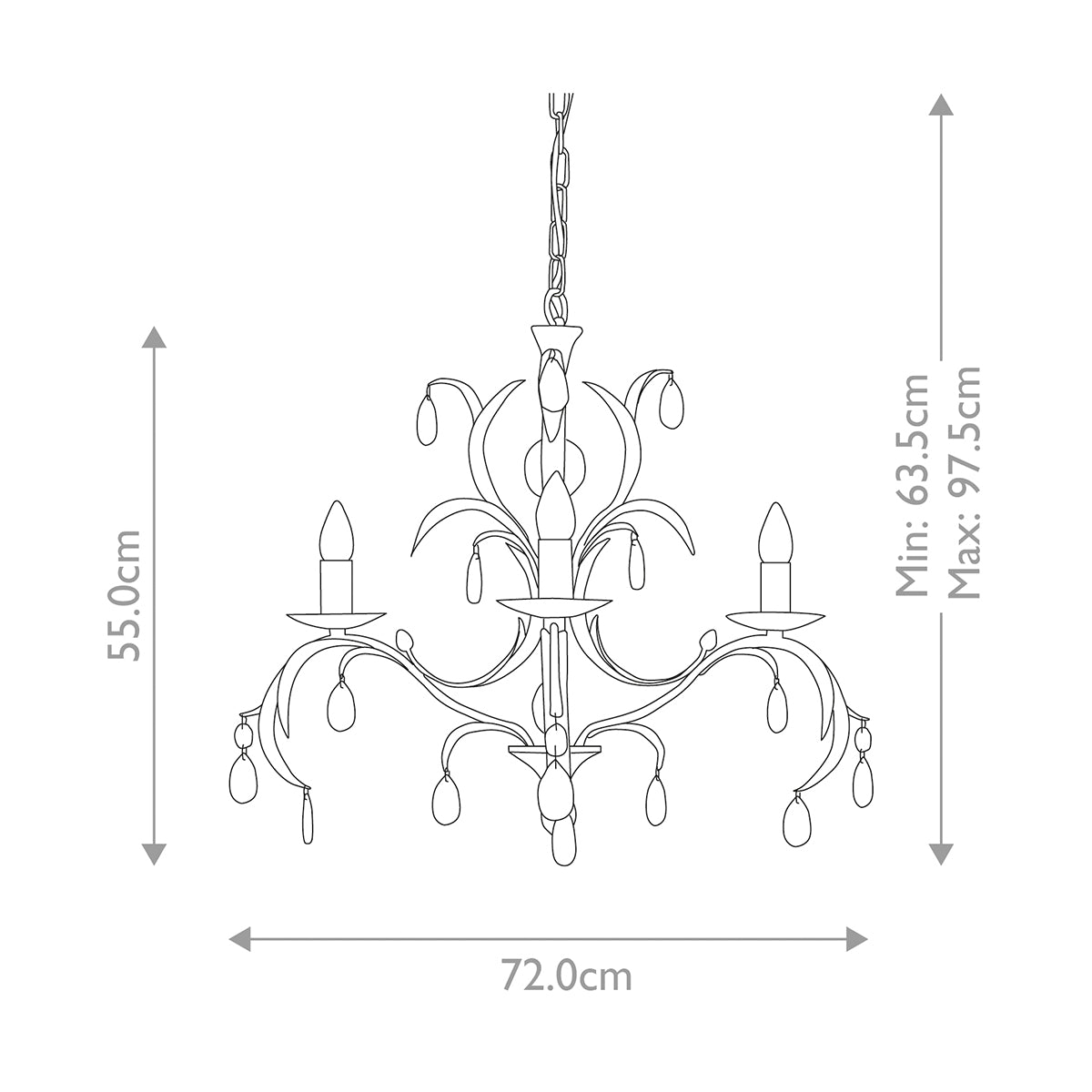 Elstead Lily 3 Light Chandelier