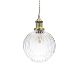 Soho Lighting Henley Globe Glass Pendant Light with Antique Brass Brown Twisted Cable