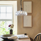 Soho Lighting Organic Flora Clear Glass Pendant Light Antique Brass Lampholder, Chain and Brown Twisted Cable