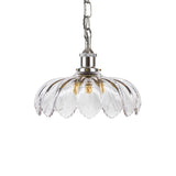 Soho Lighting Organic Flora Clear Glass Pendant Light Nickel Lampholder, Chain and Grey Twisted Cable