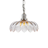 Soho Lighting Organic Flora Clear Glass Pendant Light Nickel Lampholder, Chain and Grey Twisted Cable