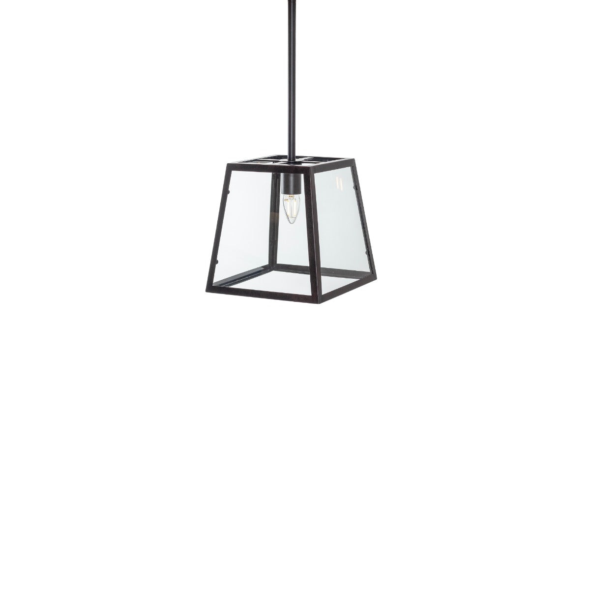 Soho Lighting Small Ludlow Geo Trapeze Metal and Glass Lantern Pendant Light