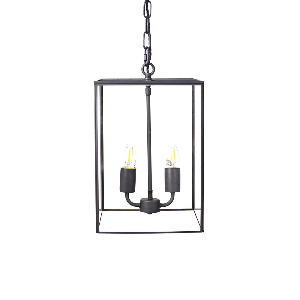 Soho Lighting London Lantern Pendant Crossbar Small Matt Black