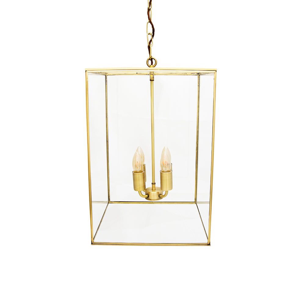 Soho Lighting London Lantern Pendant Light Crossbar Medium Brass