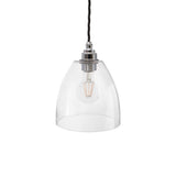 Soho Lighting Potter Clear Glass Pendant Light with Nickel Bulb Holder and Black Twisted Cable