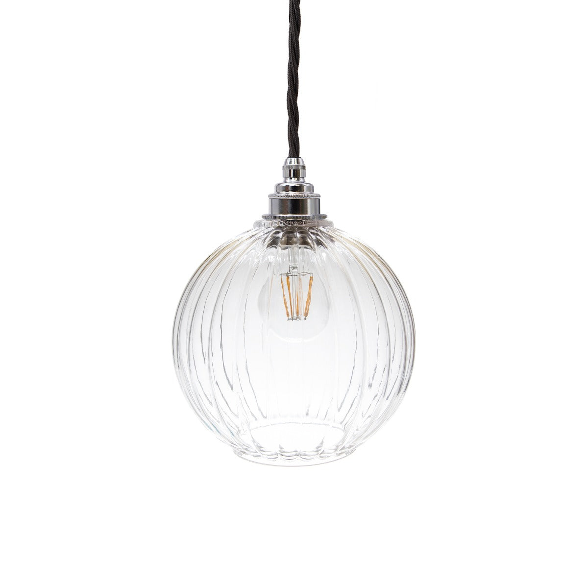 Soho Lighting Henley Globe Pendant Light with with Nickel & Black Twisted Cable