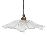 Soho Lighting Organic Fleur Glass Pendant Light with Old English Bronze Bulb Holder and Brown Twisted Cable