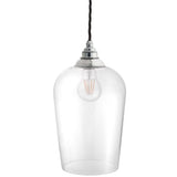 Soho Lighting Milton Clear Glass Pendant Light with Nickel Bulb Holder and Black Twisted Cable