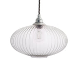Soho Lighting Henley Ellipse Glass Pendant Light with Nickel Bulb Holder, Small Cap and Black Twisted Cable
