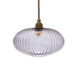 Soho Lighting Henley Ellipse Smoked Glass Pendant Light Old English Bronze Lampholder and Brown Twisted Cable