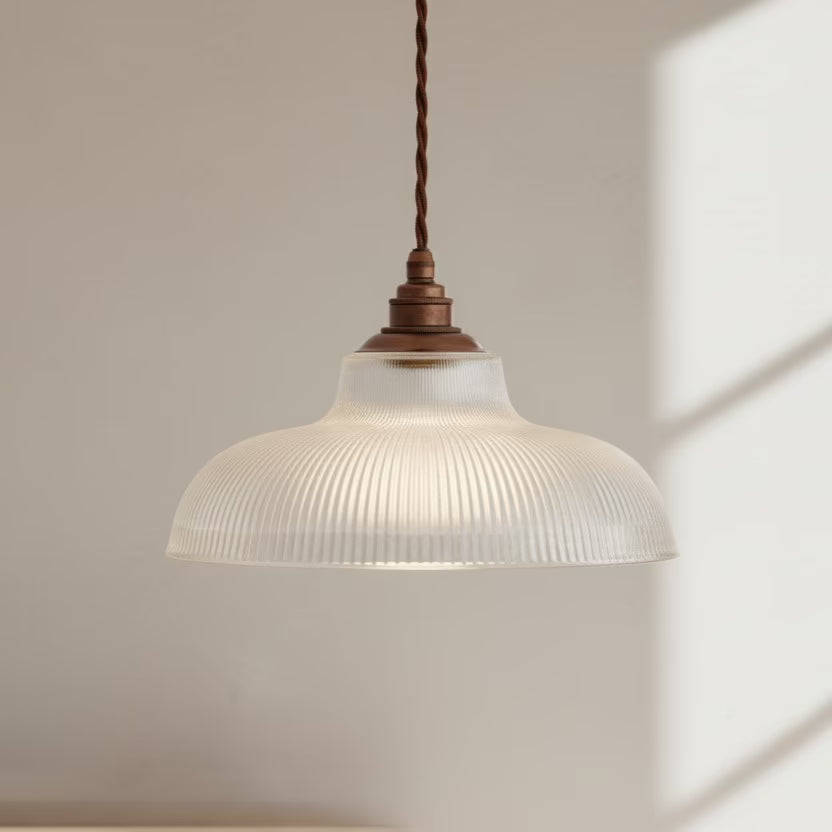 Soho Lighting Austen Frosted Glass Pendant Light with Old English Bronze Bulb Holder and Brown Twisted Cable