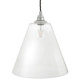 Soho Lighting Forster Clear Cone Glass Pendant Light with Nickel Bulb Holder and Black Twisted Cable