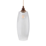 Soho Lighting Henley Curve Fluted Glass Pendant Light with Old English Bronze Bulb Holder and Linen Twisted Cable