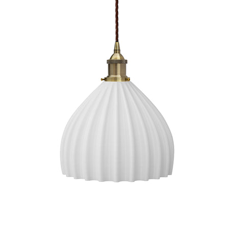 Soho Lighting Scallop Shell Large Pendant Surf White with Antique Brass Bulb holder and Brown Twisted Cable
