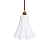 Soho Lighting Bluebell Pendant Light in Surf White with Old English Bulb Holder with Brown Twisted Cable