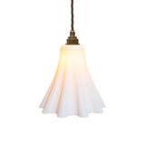 Soho Lighting Bluebell Pendant Light in Surf White with Old English Bulb Holder with Brown Twisted Cable