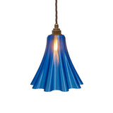Soho Lighting Bluebell Pendant Light in Nautical Blue with Old English Bulb Holder with Brown Twisted Cable