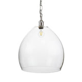 Soho Lighting Harington Clear Dome Glass Pendant Light with Nickel Lampholder and Chain with Grey Twisted Cable