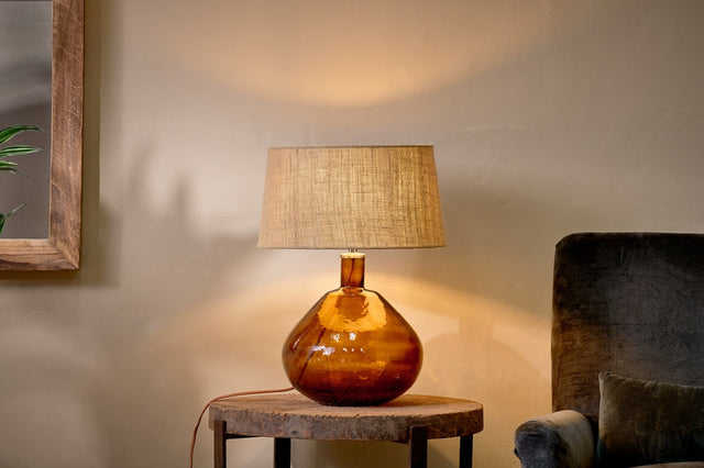 Nkuku Baba Recycled Burnt Amber Glass Table Lamp Large Wide –  from Amos Lighting + Home