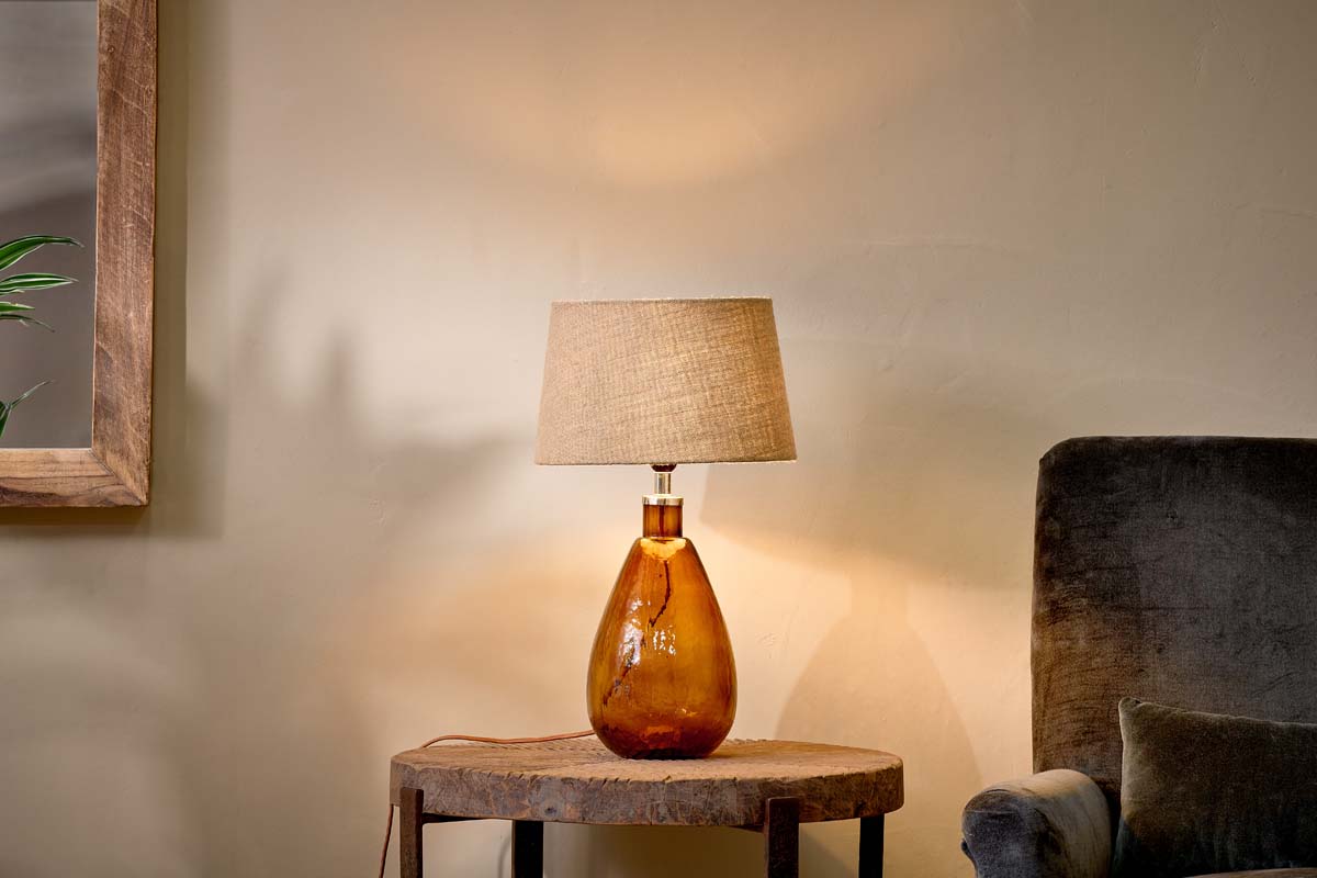 Nkuku Baba Recycled Burnt Amber Glass Table Lamp Small Tall –  from Amos Lighting + Home