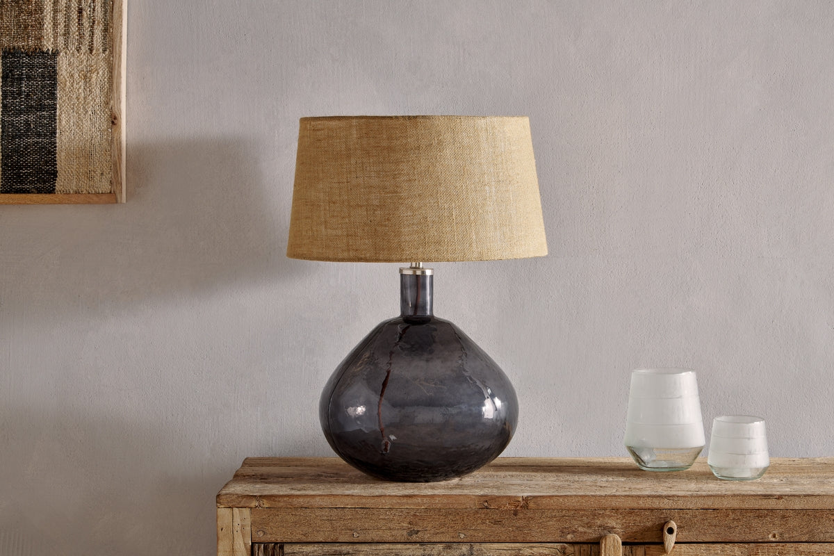 Nkuku Baba Recycled Smoke Glass Table Lamp Large Wide –  from Amos Lighting + Home