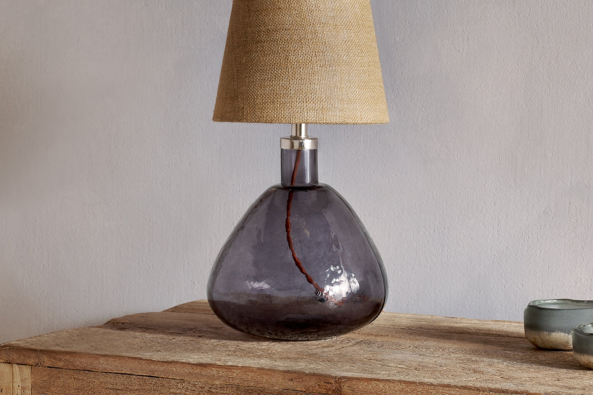 Nkuku Baba Recycled Smoke Glass Table Lamp Small Wide –  from Amos Lighting + Home