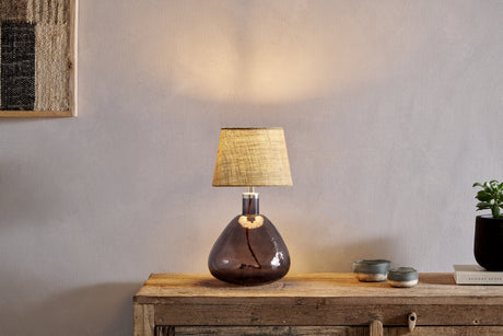 Nkuku Baba Recycled Smoke Glass Table Lamp Small Wide –  from Amos Lighting + Home