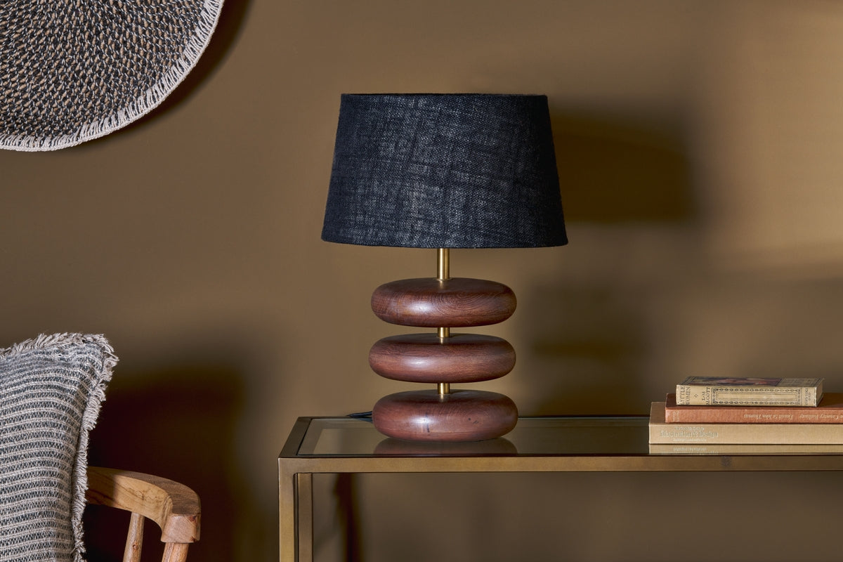 Nkuku Kankad Mango Wood Table Lamp Dark Stain –  from Amos Lighting + Home