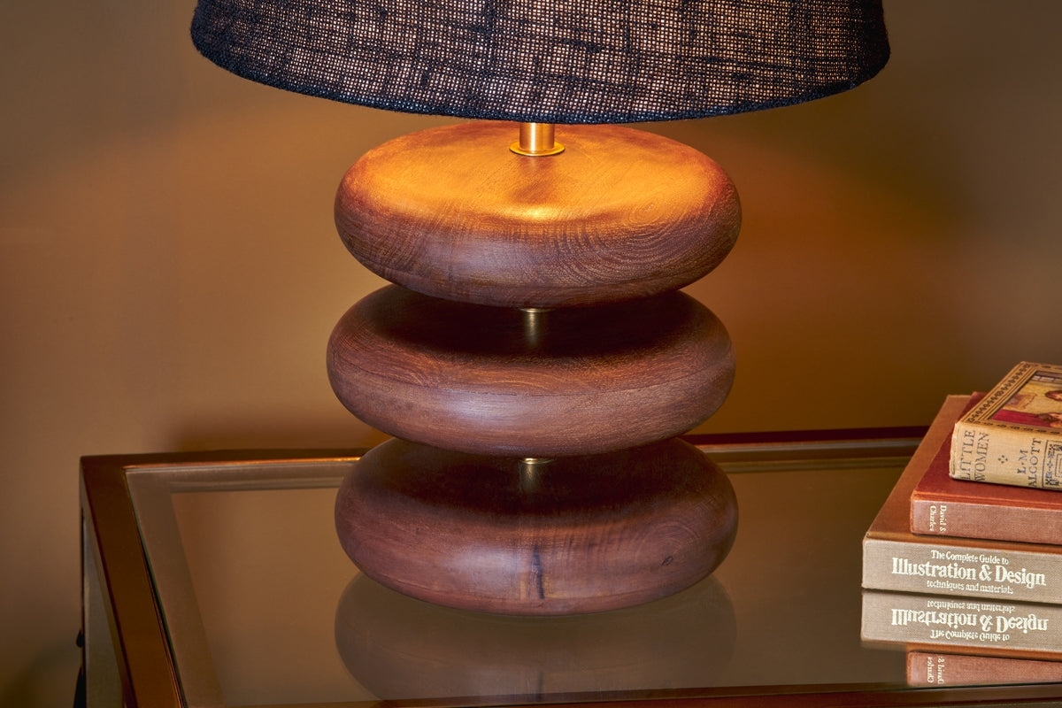 Nkuku Kankad Mango Wood Table Lamp Dark Stain –  from Amos Lighting + Home