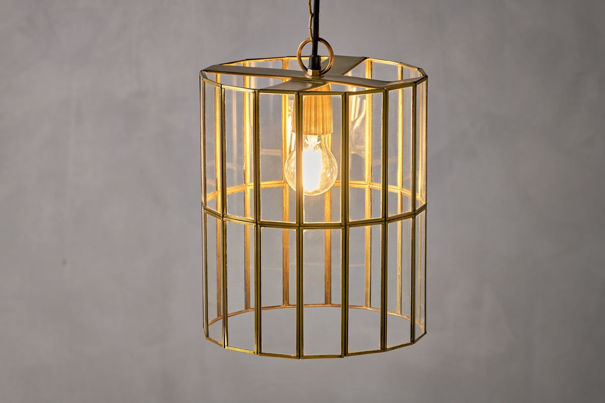 Nkuku Kirindi Glass Panel Pendant Antique Brass –  from Amos Lighting + Home