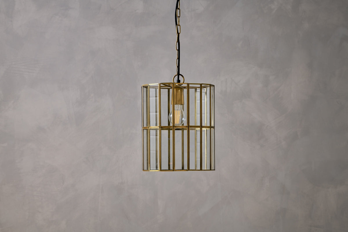 Nkuku Kirindi Glass Panel Pendant Antique Brass –  from Amos Lighting + Home