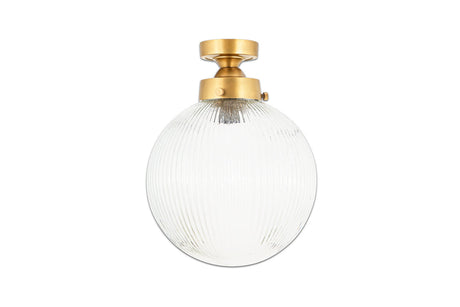 Nkuku Konnie Brass Bathroom Ceiling Lamp Ribbed Glass Globe –  from Amos Lighting + Home