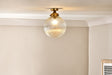 Nkuku Konnie Brass Bathroom Ceiling Lamp Ribbed Glass Globe –  from Amos Lighting + Home